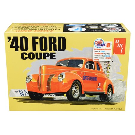 Amt Skill 2 Model Kit 1940 Ford Coupe 3 in 1 Kit 1 by 25 Scale Model AMT1141M